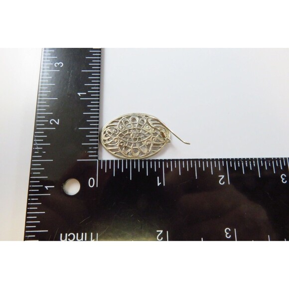 Pre-owned Oval Pierced Plaque Dangle Earrings in Sterling Silver 1 5/8" Drop - Picture 7 of 10